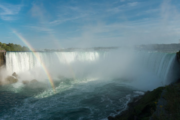 spectacular rainbow in the mist of Niagara Fall