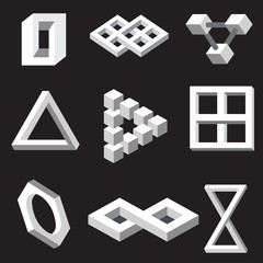 Optical illusion symbols.  Vector illustration.