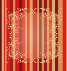 Floral frame on the striped backdrop