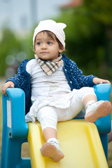 One year old girl outdoor portrait.