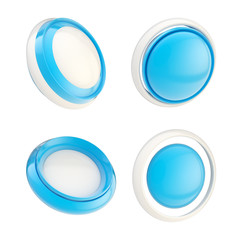 Set of blue template buttons isolated