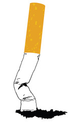 A silhouette of a smoking cigarette