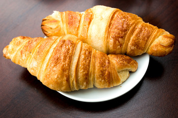fresh croissant on table ,Delicious!