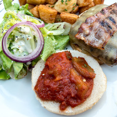 Cheese burger - American cheese burger with fresh salad