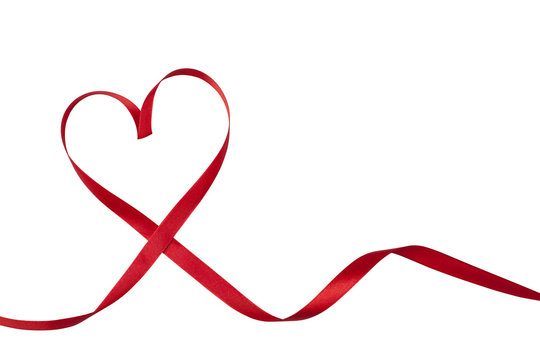 Red ribbon in heart shape