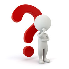 3d small people question mark