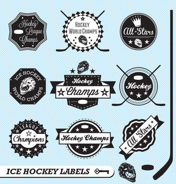 Vector Set: Ice Hockey League Labels and Stickers