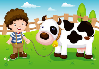 illustration de jeunes bovins et vaches à la ferme