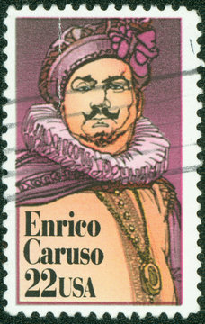 stamp printed in USA shows Enrico Caruso