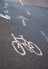 Road marking for direction of cyclist lane