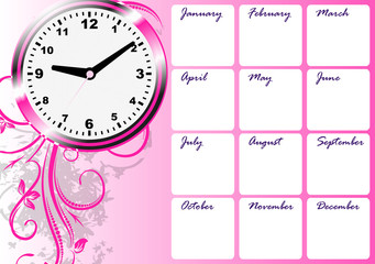 Calendar with clock