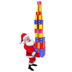 santa claus with lots of gifts