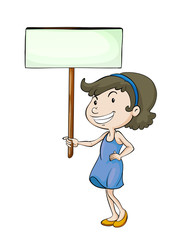 a girl with sign board