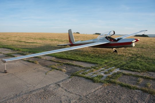 Motor glider on the runway