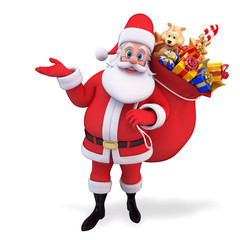 santa claus hanging gift bag to the back
