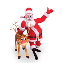 santa claus with reindeer