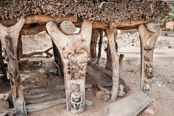Details of Toguna in a Dogon village, Mali, Africa.