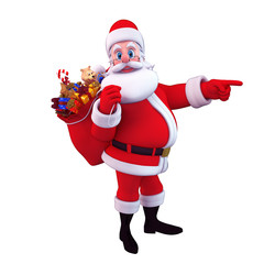 illustration of santa carrying gift bag