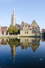 old town and church in Brugge