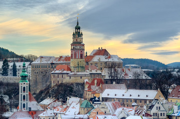 Cesky krumlov at winter, day before christmas