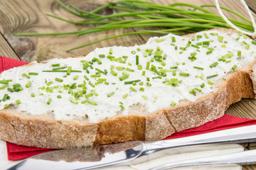 Creme Cheese on a slice of Bread
