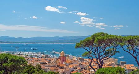 San Tropez with top view. - obrazy, fototapety, plakaty
