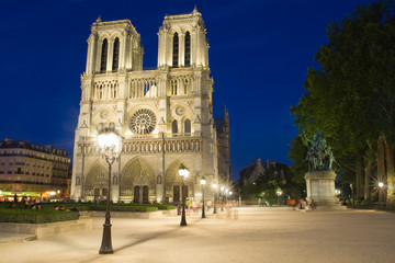 Fototapeta na wymiar Notre Dame w nocy.
