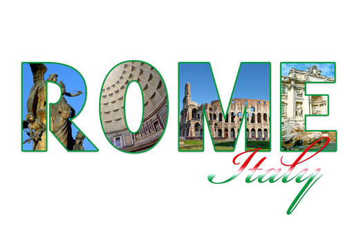 Letters with photos of Rome city, Italy