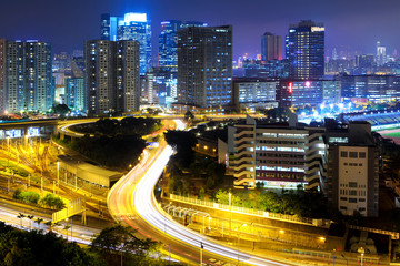Fototapeta na wymiar highway and traffic in city at night