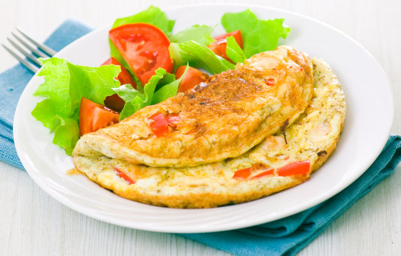 Omelet With Vegetable Salad