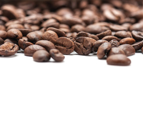 Coffee beans on white background