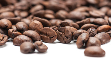 Coffee beans on white background