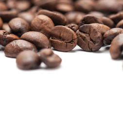 Coffee beans on white background