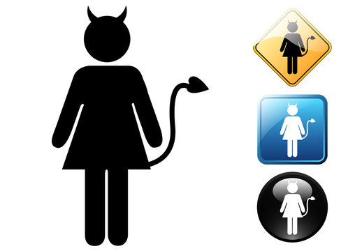 Demon female pictogram and icons