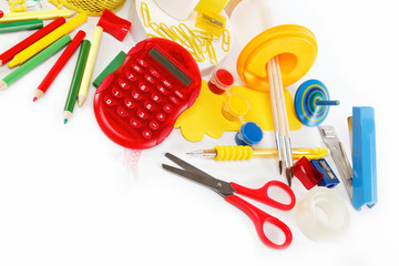 office and student accessories isolated on a white background. B