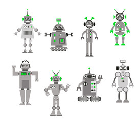 Ensemble de robots de dessin animé abstrait
