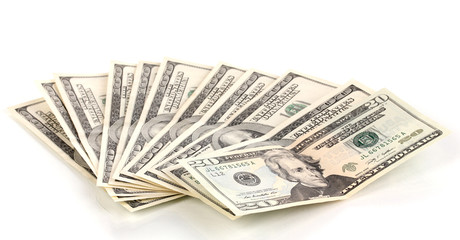 pack of dollars isolated on white