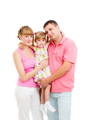 Happy family isolated on white background