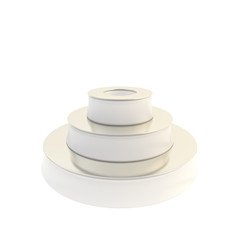 Three step white and silver podium