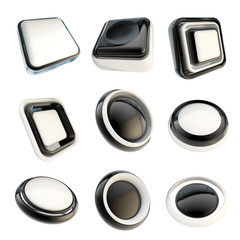 Set of plastic template buttons isolated
