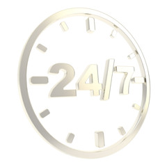 24/7 twenty four hour seven days a week emblem icon