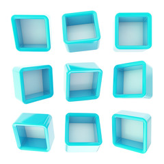 Copyspace cube square shelf boxes isolated