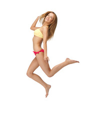picture of jumping woman in bikini