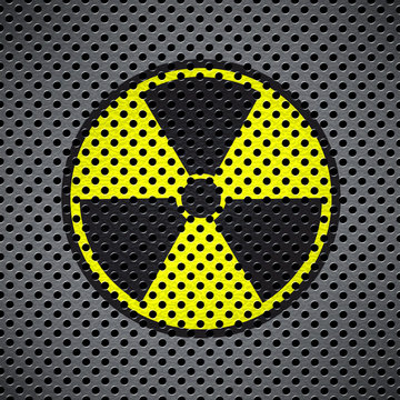 Metal background with radiation symbol