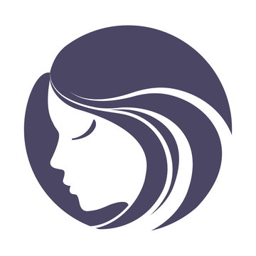 recommend clip art: Girl portrait . Vector silhouette icon, monochrome