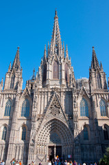 Fototapeta na wymiar Barcelona Cathedral in the Gothic Quarter.