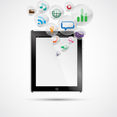 Realistic tablet pc computer with blank screen. Vector eps 10