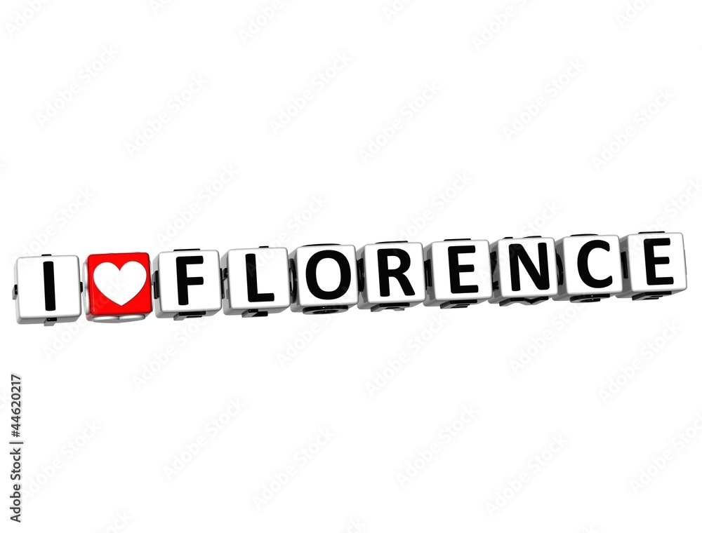 Poster 3d i love florence button click here block text