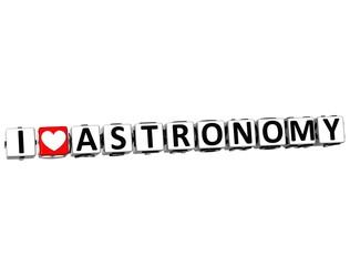 3D I Love Astronomy Button Click Here Block Text