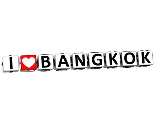 3D I Love Bangkok Button Click Here Block Text